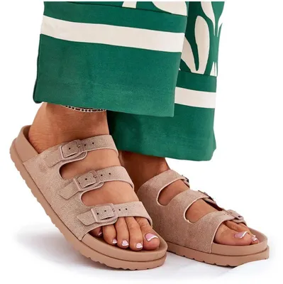 Produktbild von Damen Pantoletten Mit Riemen Und Schnallen Beige Uliri 36