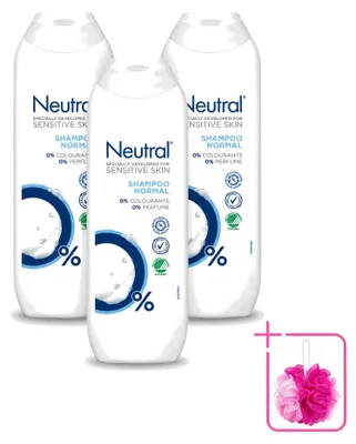 Immagine prodotto di 3 flaconi di shampoo neutro al 0% per capelli normali - 250 ml ciascuno - confezione  - 3 pezzi