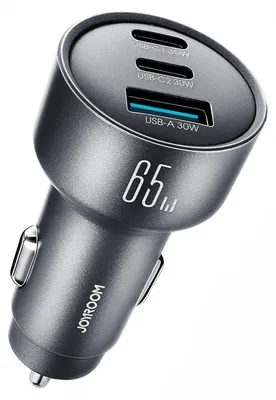 Image de Chargeur de voiture Joyroom JR-CCN19, 65W, 3 en 1, couleur gris foncé