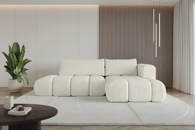 Produktbild von ALTDECOR Ecksofa mit Schlaffunktion und Bettkasten CLOUD-L 280x185x90 Cremeweiß - Corner Sofa Bett Eckcouch Couch L-Form Schlafcouch Ausziehbar Wohnlandschaft Schlafsofa Cauchsofa