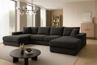 Produktbild von Ecksofa VIENA 328x182 cm mit Schlaffunktion, Bonellfederkern und Bettkasten, Farbe Blaugrau