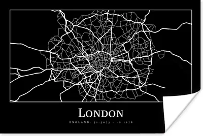 Produktbild von MuchoWow® Poster Karte - Stadtplan - London 180x120 cm - Fotoplakat