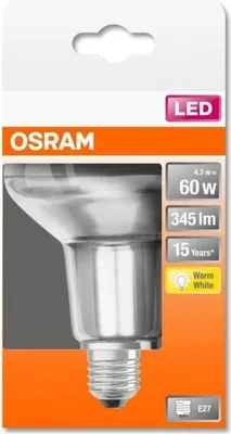 Obrázok produktu pre Osram STAR, 4,3 W, 60 W, E27, 350 lm, 15000 h, Teplá biela