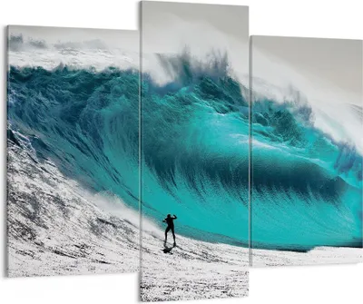 Produktbild von Bild auf Leinwand - Leinwandbild - 3 Teile - Surfen Welle Türkis - 130x100cm - Wand Bild - Wanddeko - Wandbilder - Leinwanddruck - Bilder - Wanddekoration - Leinwand bilder - Wandbild - CB130x100-4351