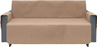 Image de Couverture de protection pour canapé, housse de canapé, matelassée, réversible, stable, protection contre les salissures de chien, enfant, chat, avec poche, Beige, canapé 110 cm