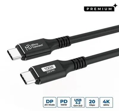 Image de MicroConnect Premium USB-C cable 1.5m 20Gbps 100W USB 3.2 Gen 2x2
