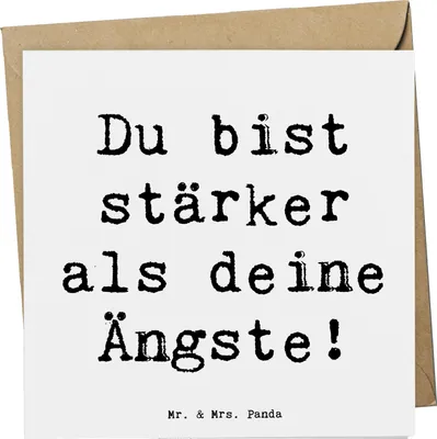 Produktbild von Mr. & Mrs. Panda Glückwunschkarte Spruch Angst überwinden - Weiß - Geschenk, faltkarte, anlasskarte, du bist stärker, Grußkarte, Vertrauem, Zuversicht, Klappkarte, Stärke