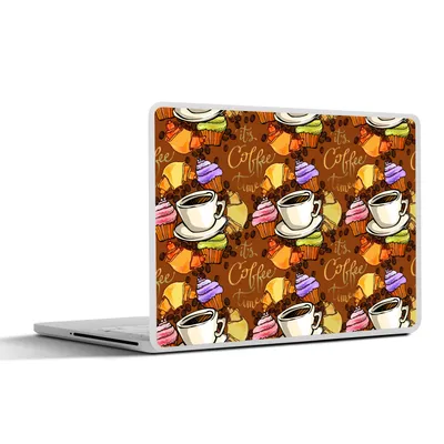 Produktbild von MuchoWow® Laptop Aufkleber Sticker Cover Kaffee - Croissant - Frühstück 31x22.5 cm - Laptop-Deko