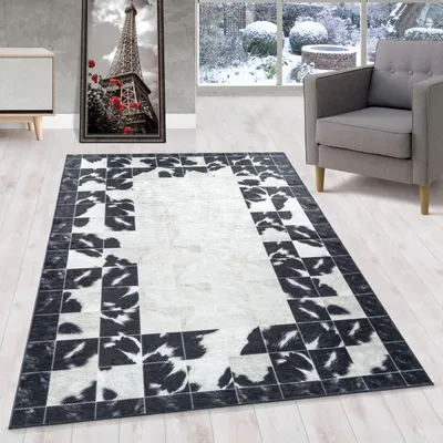 Obrázok produktu pre Homebyhome: Umývateľný koberec do obývačky, krátky vlas, moderný štýl, protišmykový, ľahká údržba, vhodný do spálne, rozmer: 160x230 cm
