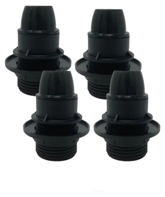 E14 Fassungshalter Set 4er Schwarz Gewinde Ringe