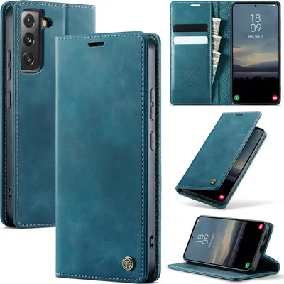 Produktbild von Handyhülle für Samsung Galaxy S22+ 5G Hülle Leder mit RFID Schutzhülle Klapphülle Magnet Kartenfach Standfunktion Blau