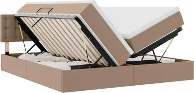 Image de Lit avec rangement et LED avec matelas Cappuccino 180 x 200 cm