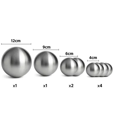 Zdjęcie produktu dla Köhko zestaw 8 matowych kul Ø 12 cm Ø 9 cm Ø 6 cm i Ø 4 cm kule ze stali nierdzewnej kule ogrodowe kule do oczka wodnego