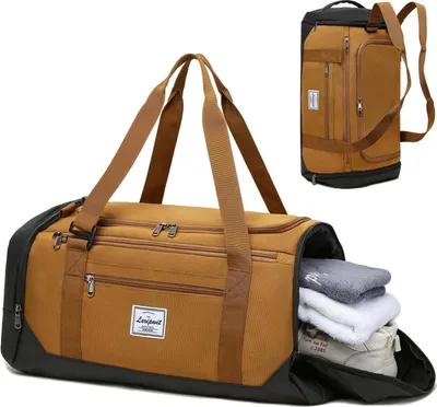 Immagine prodotto di Laripwit borsa sportiva 40L zaino da viaggio da uomo con scomparto per le scarpe scomparto per il bagnato marrone