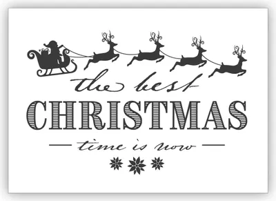Produktbild von 4x Wunderschöne Vintage Weihnachtskarte mit Retro Weihnachtsmann Schlitten und Rentieren: the best christmas time is now