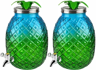 Produktbild von 2 Getränkespender Ananas Wasserspender Saftspender Trinkspender Glas 4,5 Liter