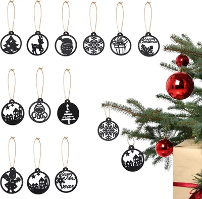 Produktbild von UNUS® Weihnachtsanhänger 12er Set Schwarz, Christbaumschmuck