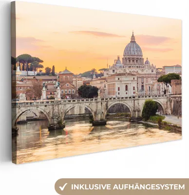 Produktbild von OneMillionCanvasses® - Leinwandbilder - 140x90 cm, Italien - Skyline - Rom, Wandbilder Kunstdruck Wanddekoration