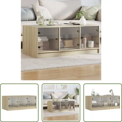 Obrázek produktu pro The Living Store Konferenční stolek se skleněnými dvířky Sonoma dub 102x50x42 cm