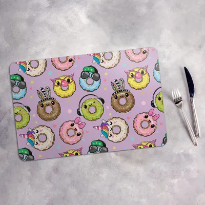Produktbild von Tischset 4x45x30 cm Platzset Tischmatte Platzmatte Untersetzer - niedlich Cartoon Donuts