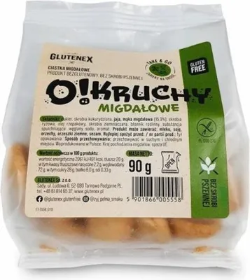 CIASTKA MIGDAŁOWE BEZGLUTENOWE O!KRUCHY 90 g - GLUTENEX