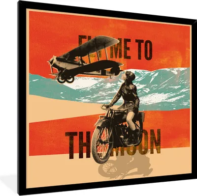 Produktbild von MuchoWow® MuchoWow® Gerahmtes Poster Mancave - Motor - Flugzeug - Vintage 40x40 cm - Poster mit zchwarzem Bilderrahmen - Mit Rahmen - Wanddekoration Schlafzimmer