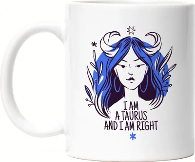 Produktbild von Stier Sternzeichen Tasse Weiss Taurus Horoskop Geschenkidee April Mai Geburtstag