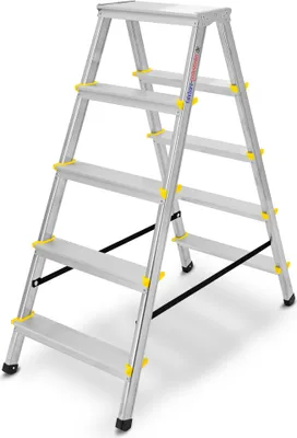 Produktbild von Zweiseitige Aluleiter 5 Stufen Klappleiter Haushaltsleiter 150kg
