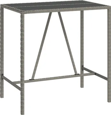 Obrázek produktu pro vidaXL Barový stůl se skleněnou deskou šedý 110x70x110 cm Poly ratan