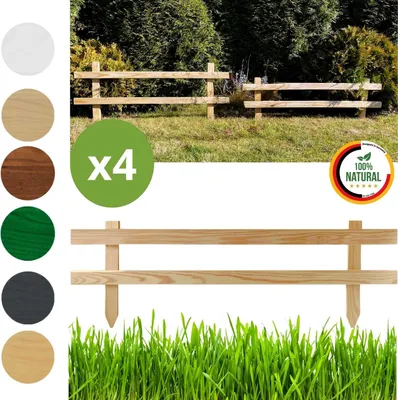 Produktbild von Floranica Gartenzaun 4 stk. 30 cm x 100 cm Unbehandelt Steckzaun Zierzaun Friesenzaun zum Stecken Vorgartenzaun