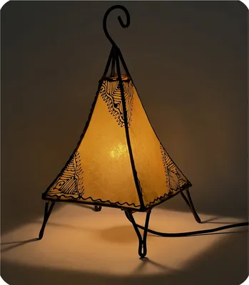 Produktbild von Orientalische Lampe Hennalampe marokkanische Lederlampe Tischleuchte Stehleuchte Pyramide Orient 35-38 cm, gelb