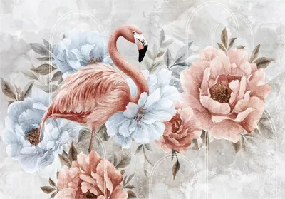 Produktbild von Fototapete Blumen Flamingos Abstrakt - 368x254 cm - Vliestapete Wohnzimmer Schlafzimmer - Vlies Fototapete Rosa - 16315V8