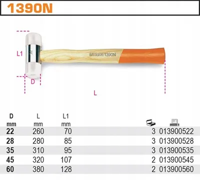 Obrázok produktu pre Beta 1390N/60 – Nylonová kladivá, 60 mm, nástroj