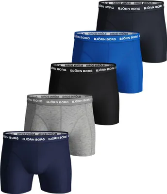 Zdjęcie produktu dla BJÖRN BORG bokserki męskie 5-pak - Spodnie, bawełna stretch, logo w pasie niebieski/szary/czarny L