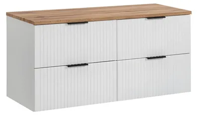 Productafbeelding van Badkamerset NOXERA 120 cm – Alpenwit – Wastafelblad in Wotan eiken