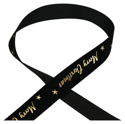 Produktbild von Geschenkband Weihnachtsband Schwarz Samtband 25mm 20m Deko Weihnachten Geschenkverpackung