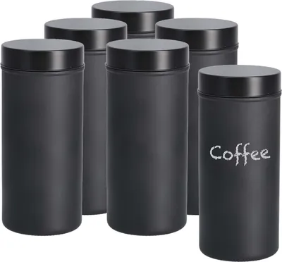 Produktbild von 6er Set Vorratsgläser zum Beschriften, schwarz - Ø 10 x 22,5cm