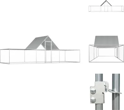 Image de vidaXL Poulailler 6x2x2 m Acier galvanisé - Habitats & Enclos pour petits animaux