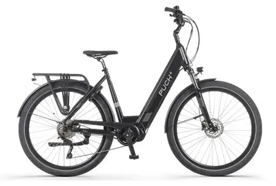 Produktbild von Puch E-Saphir SUV D10 - E-Bike - 28 Zoll - 250W Motor - 130 km Reichweite - 10-Gang - Hydraulische Scheibenbremsen - 600Wh Akku - Tiefeinsteiger - Federgabel - Schwarz Glänzend