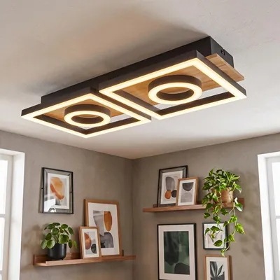 Produktbild von Colognola Deckenlampe aus Metall/Holz/Kunststoff in Schwarz/Natur/Weiß