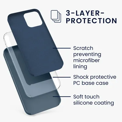 Produktbild von kwmobile Handyhülle für iPhone 12 Hülle / iPhone 12 Pro Hülle - Silikon Handy Case - weiche Oberfläche - kabelloses Laden - Dunkler Schiefer