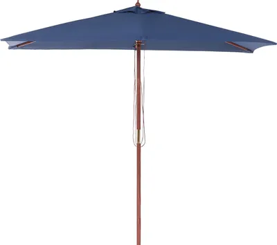 Produktbild von BELIANI Sonnenschirm Marineblau Stoff UV-Schutz Windstabil Rechteckig mit Seilzug Holzmast Mittelstockschirm Marktschirm Terrassenschirm ohne Ständer