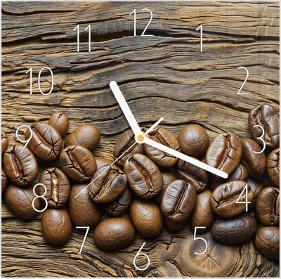 Produktbild von Wanduhr aus Glas mit Motiv Kaffeebohnen Holz- 30 x 30 cm - inkl. Aufhängesystem