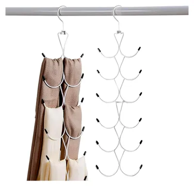 Produktbild von Schalhalter mit 12 Haken, faltbarer Gürtelorganizer für den Kleiderschrank, platzsparender Organizer für Schals, Tücher, Gürtel und Krawatten (Weiß)