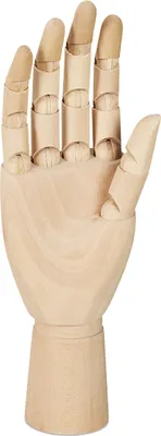 Obrázok produktu pre Relaxdays Drevená ruka, pravá ruka, rozmery: 25 x 8 x 5 cm, pohyblivé prsty, realistické kreslenie, pomôcka na maľovanie, model ruky, prírodná farba