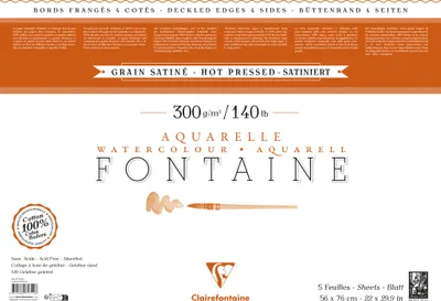 Produktbild von Clairefontaine Fontaine Pack. 5 Bogen Aquarellpapier 56x76cm weiß 975712FC