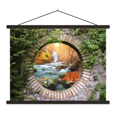 Produktbild von MuchoWow® Textilposter Herbst - Wasserfall - Natur - Aussicht 40x30 cm mit schwarzem Rahmen - Dekorationen