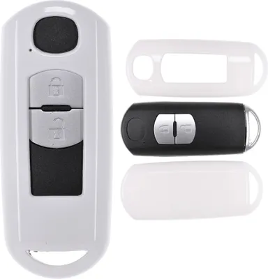 Produktbild von Auto Schlüssel Kunststoff Hülle ABS Plastik Schutz Cover Weiß kompatibel mit Mazda 2 3 6 CX-3 CX-5 MX-5 KEYLESS SMARTKEY