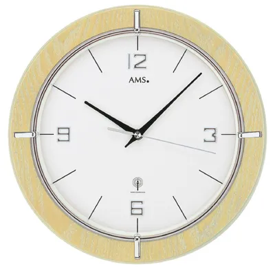 Produktbild von AMS F5830 Funkwanduhr mit furniertem Ahornholzgehäuse