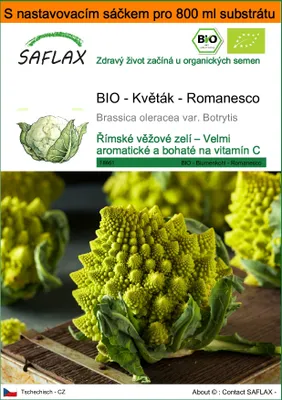 Obrázek produktu pro SAFLAX Garden in the bag - BIO - Květák - Romanesco - Brassica oleracea var. Botrytis - 50 Semena - S pěstebním substrátem v praktickém samovztyčovacím sáčku